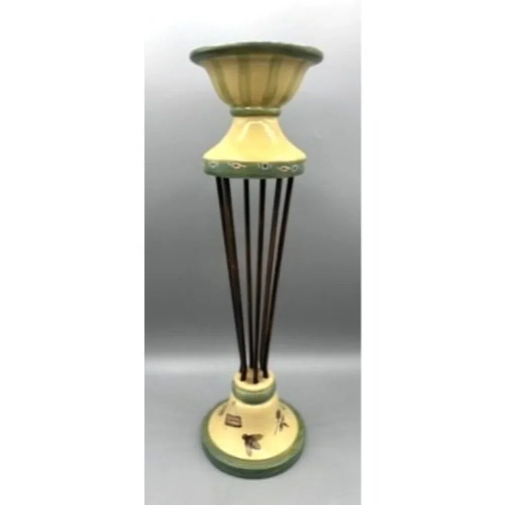 Pfaltzgraff Wrought Iron Resin Candlestick Holder Bee‎ Flowers 14